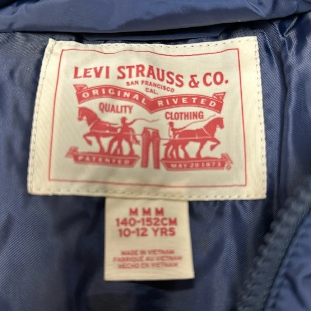 Levi's hooded puffer coat boys M 10-12 yrs. NWT, Red, White & Blue, Warm